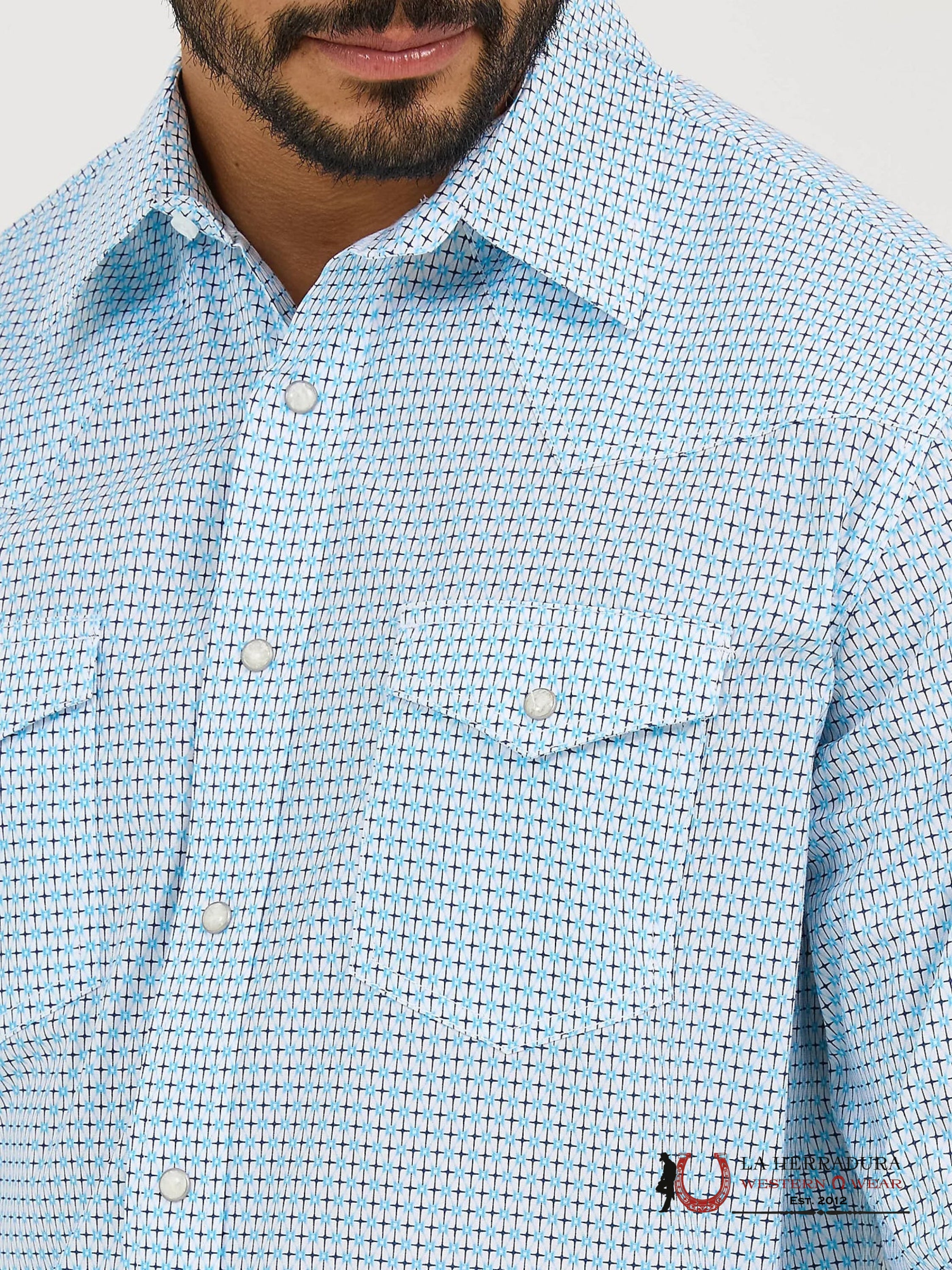 WRANGLER SHIRT CLASSIC FIT WHITE/BLUE LONG SLEEVE 5390 ROPA HOMBRES