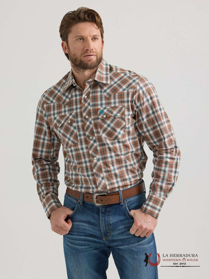 CAMISA WRANGLER CORTE MODERNO MARRÓN MANGA LARGA 1481