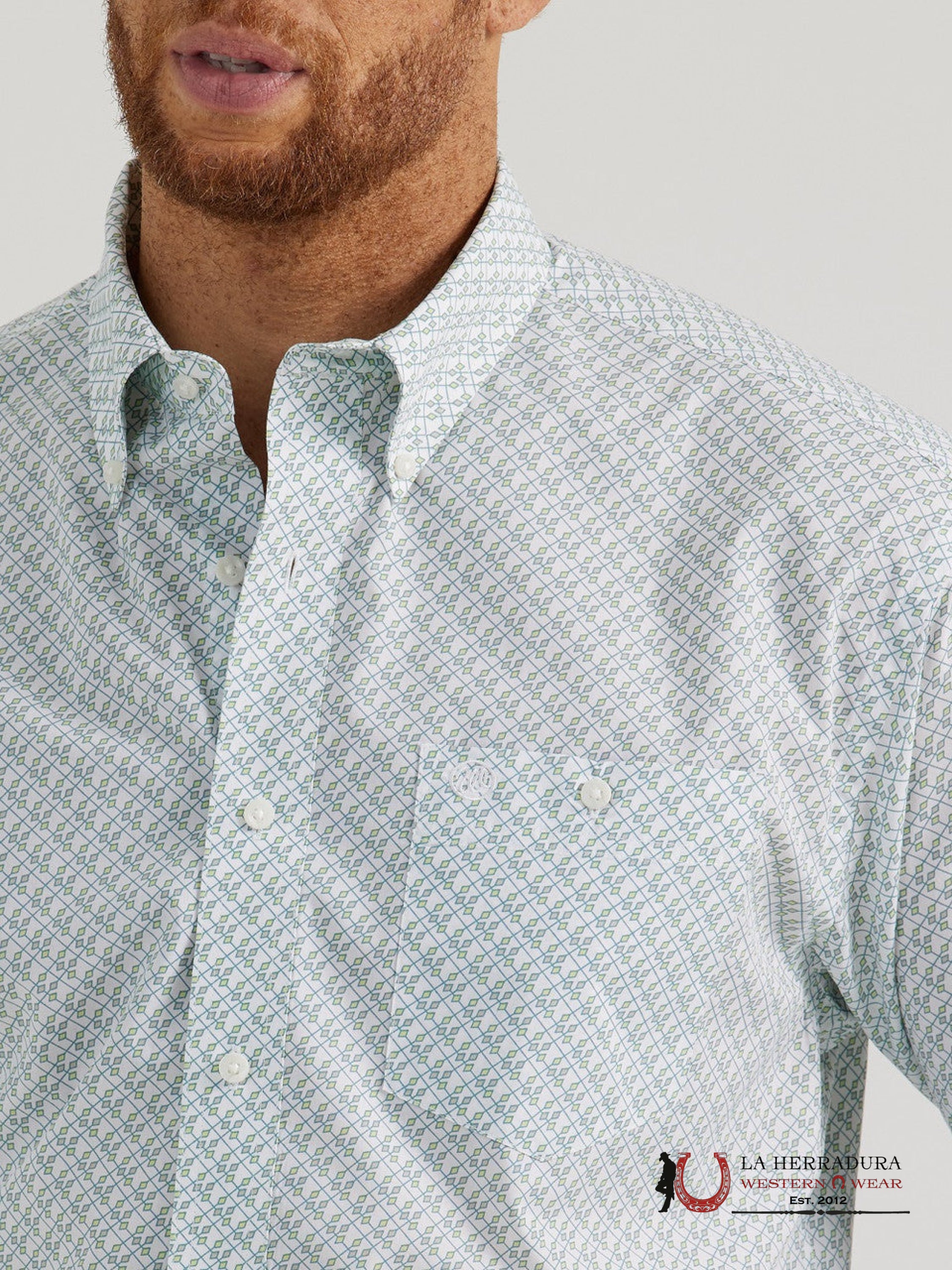 WRANGLER SHIRT RELAXED FIT GREEN LONG SLEEVE 6074 ROPA HOMBRES