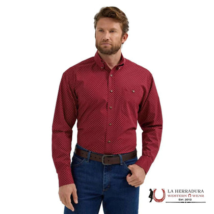 CAMISA WRANGLER CORTE RELAXED ROJA MANGA LARGA - 112355332