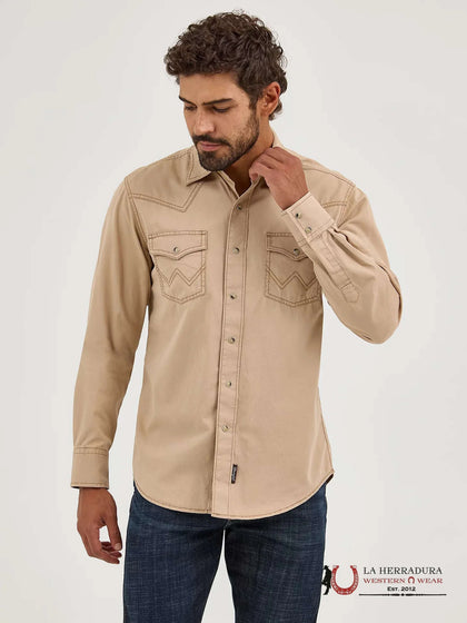 WRANGLER SHIRT RETRO BROWN LONG SLEEVE - 112359916