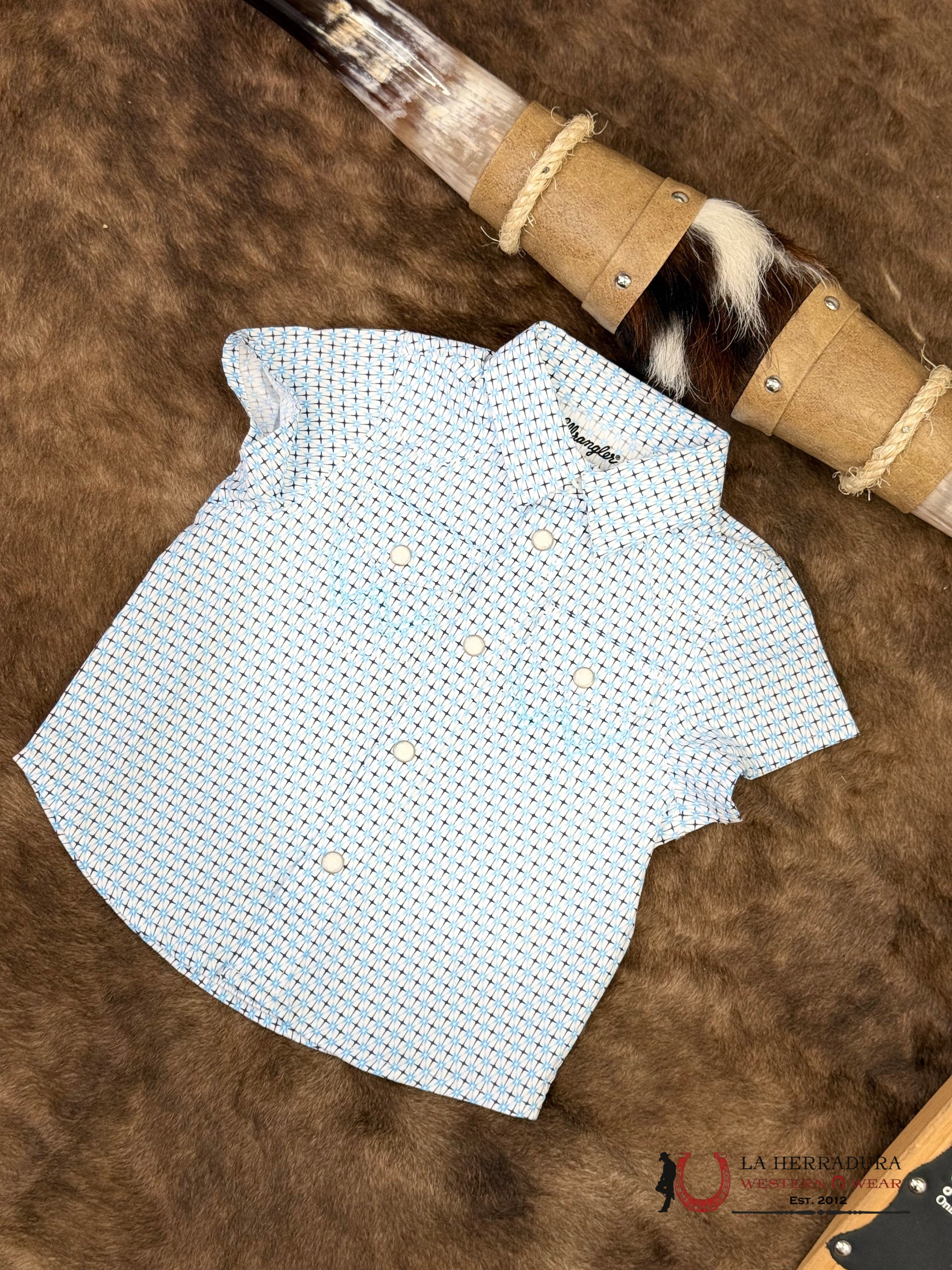 WRANGLER Short Sleeve Blue With Western Print Shirt Baby - 5604 NIÑOS