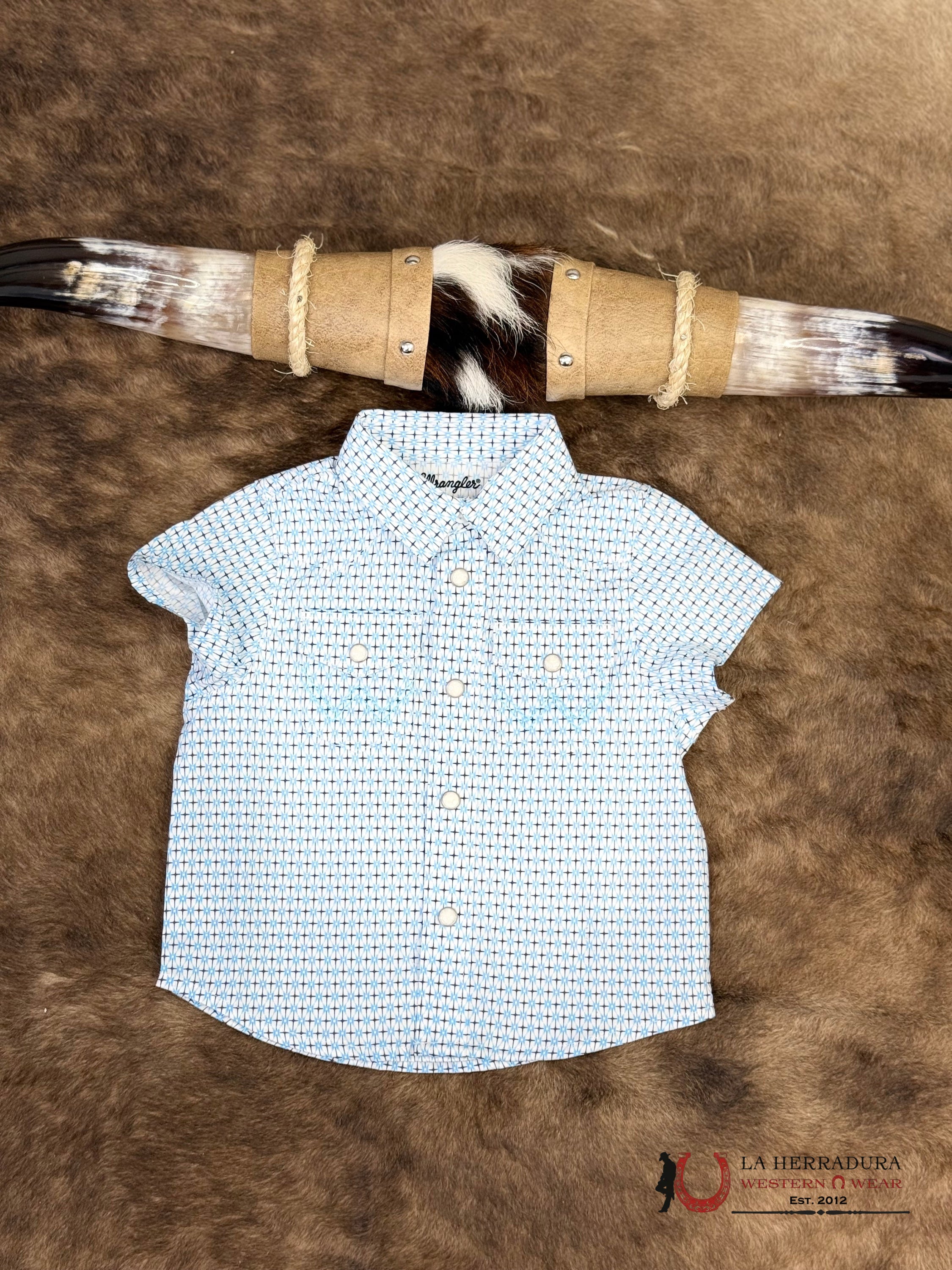 WRANGLER Short Sleeve Blue With Western Print Shirt Baby - 5604 NIÑOS