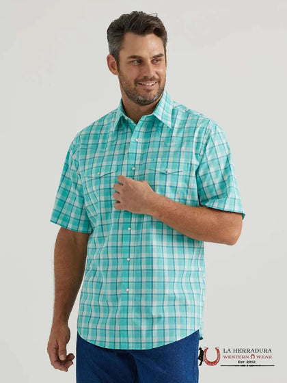 WRANGLER  SHORT SLEEVE WESTERN PRINT MENS BLUE - 112346250