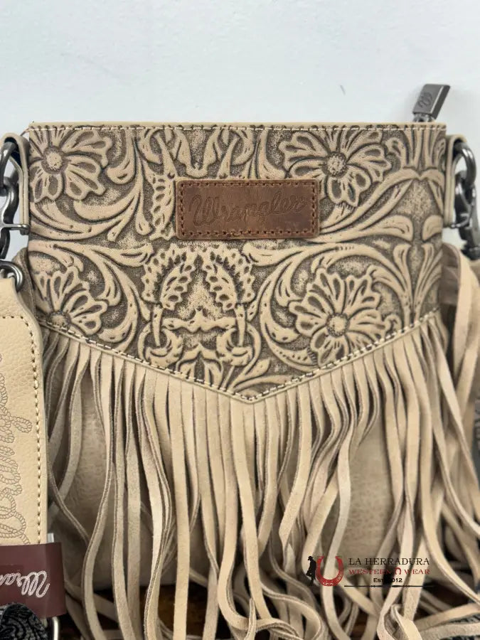 Wrangler Tan Hand Tooled Crossbody Ropa Mujeres