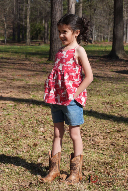 Wrangler Tank Top Red With Western Print Girls - 4335