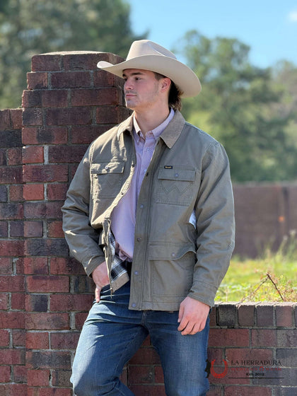 Chaqueta verde oliva WRANGLER Western Line con cuello de pana y cremallera 112352862