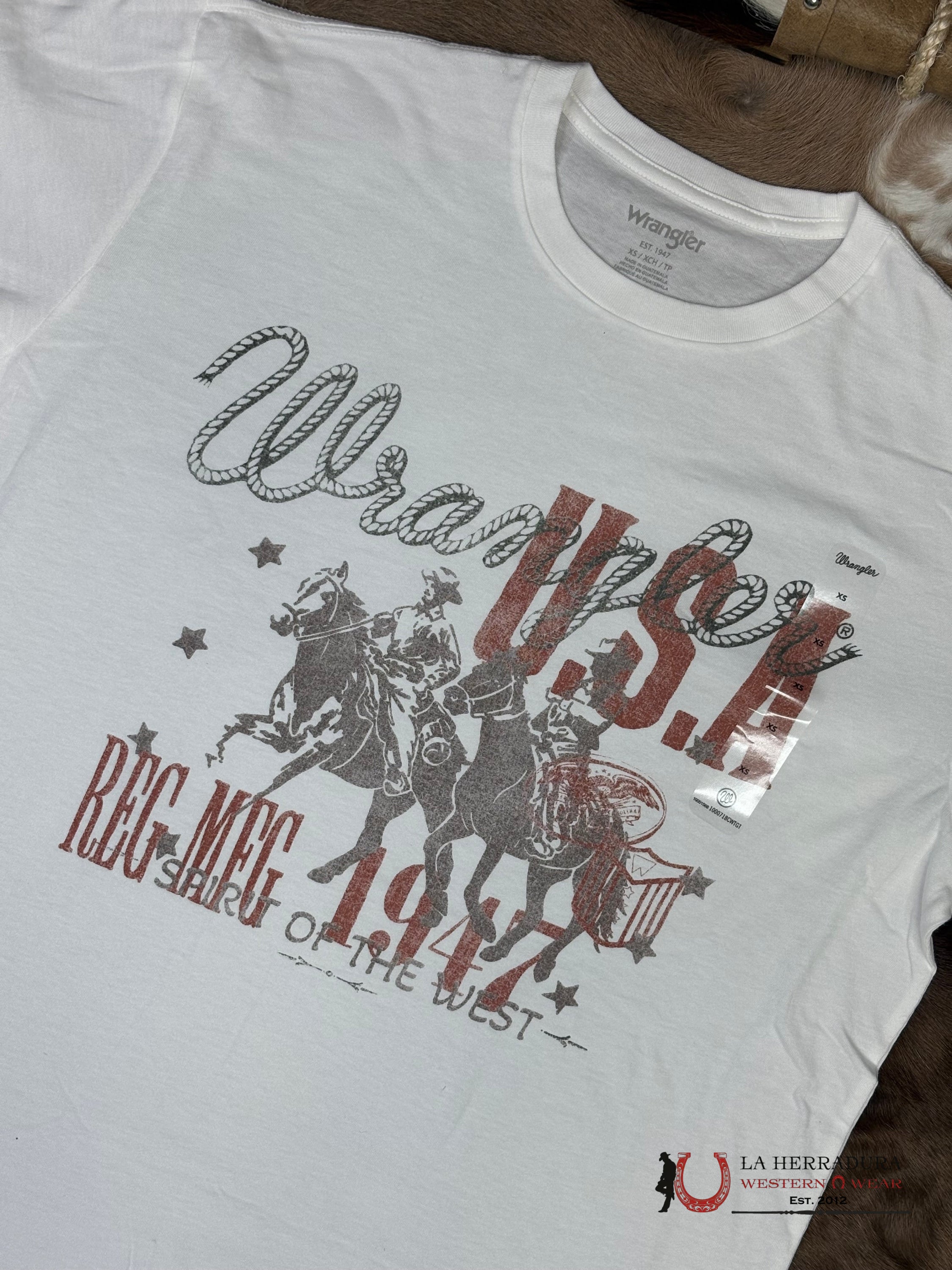 Wrangler White Cowboys Design Short Sleeve Shirt - 1887 ROPA HOMBRES