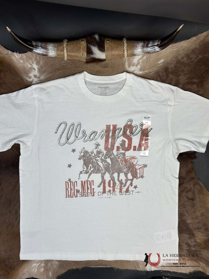 WRANGLER WHITE COWBOYS DESIGN SHORT SLEEVE SHIRT  - 1887