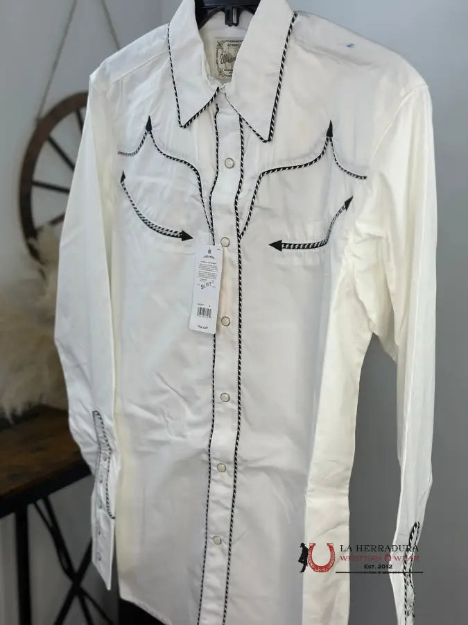 Wrangler White Rancher Snap Long Sleeve Shirt Ropa Hombres