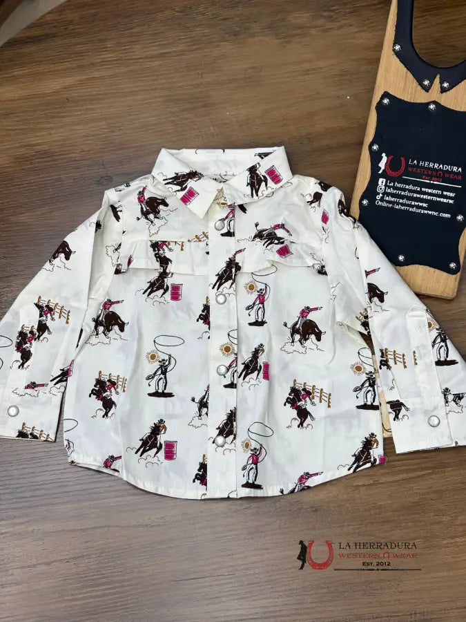 Wrangler White With Cowboy Prints Niños