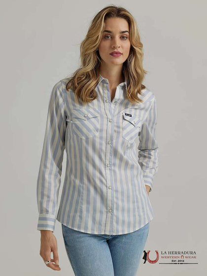 WRANGLER MUJER Camisa Manga Larga Azul/Blanco 112345406