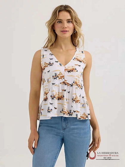 Wrangler WOMEN'S V-NECK PEPLUM TANK TOP SHIRT - 4382