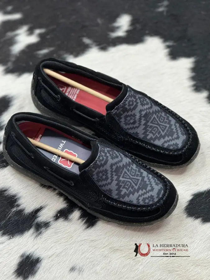 Zapatos Twisted X Slip On Driving Mocs D Tow Black & Grey Mujeres