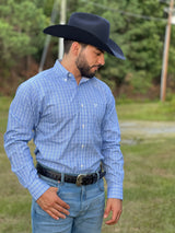 CAMISA ARIAT STRONG AZUL HUATT LS FITTED