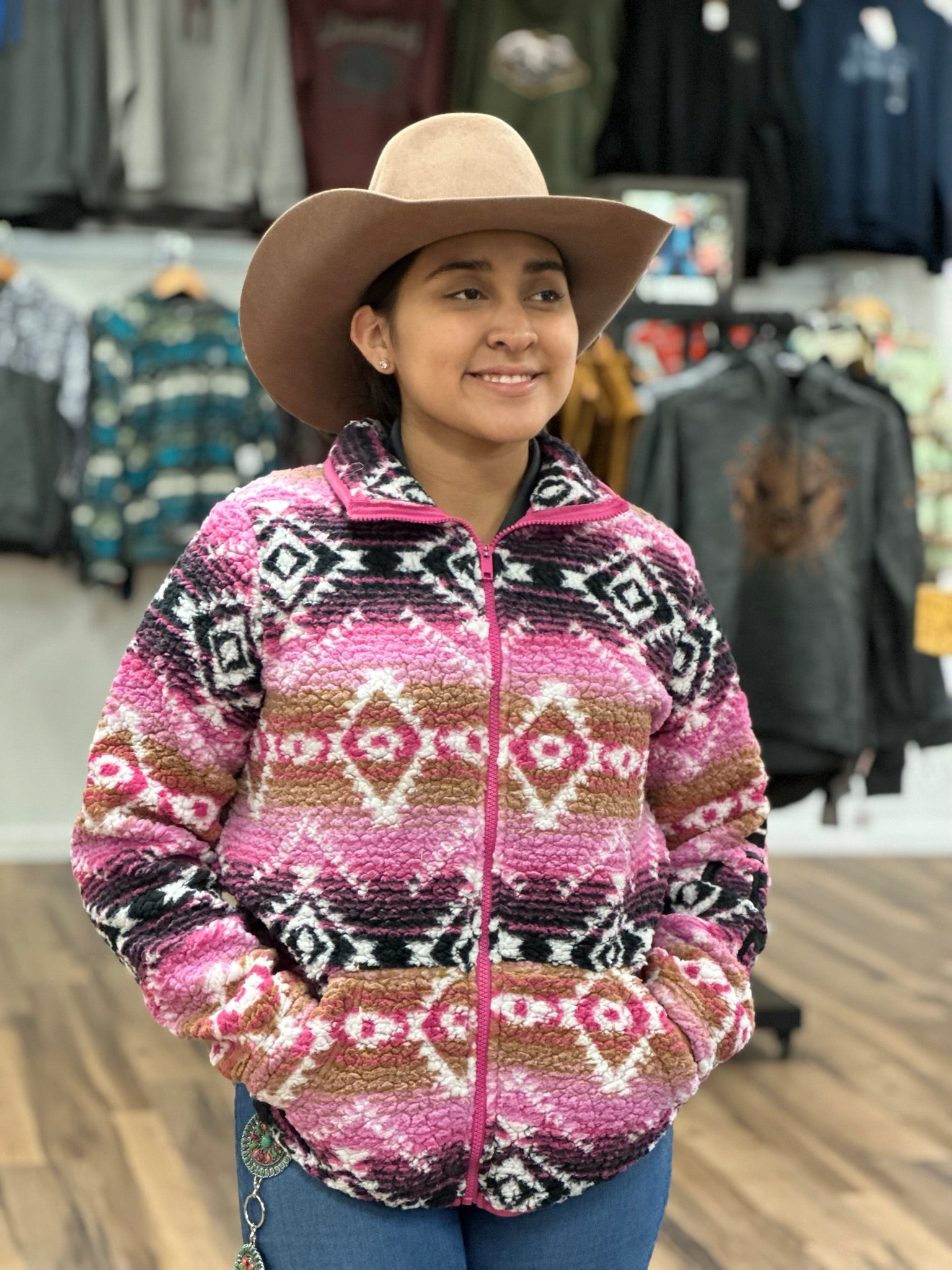 Sudadera Wrangler Retro Azteca Rosa 