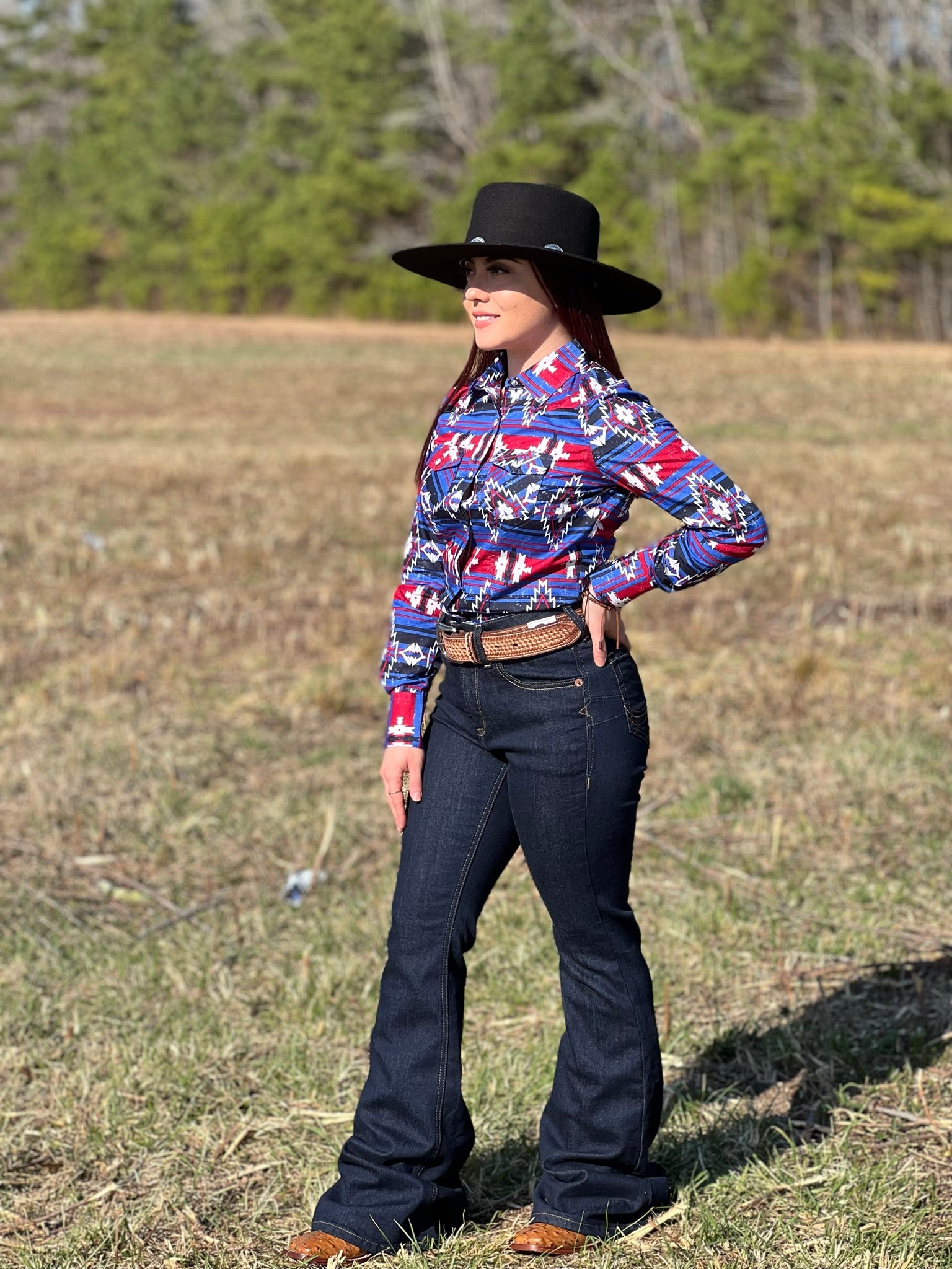 CAMISA PARA MUJERES ROCK&amp;ROLL BLUE AMERICAN