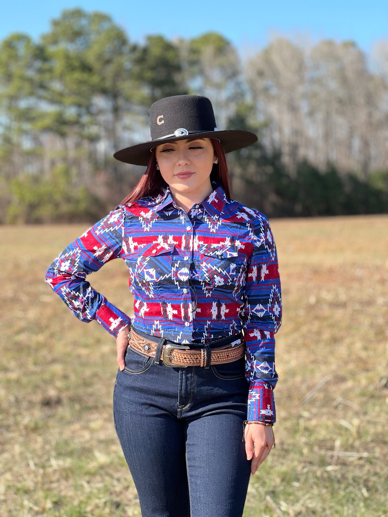 CAMISA PARA MUJERES ROCK&amp;ROLL BLUE AMERICAN