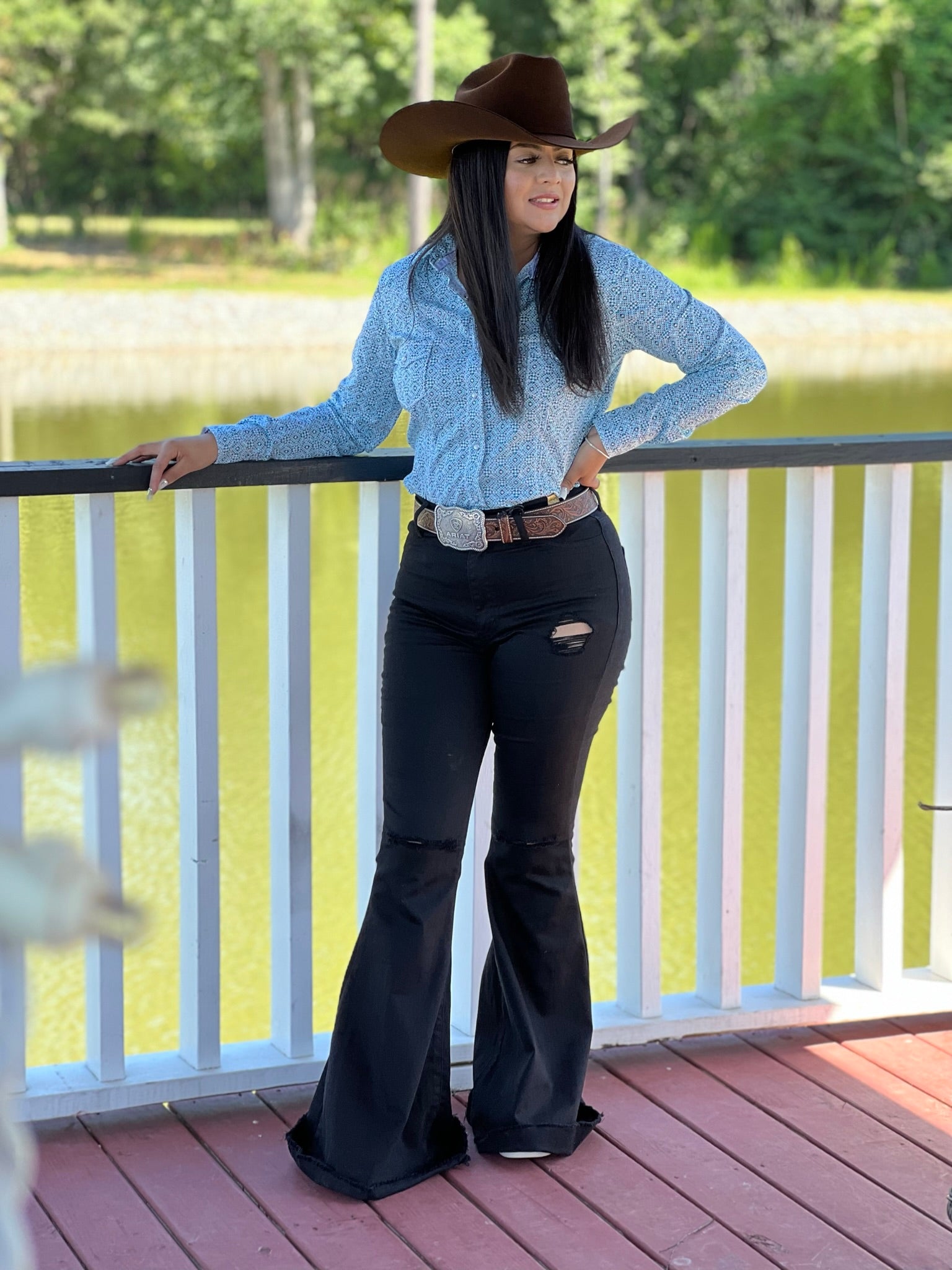 JEAN MUJER PANTALONES DE CAMPANILLA NEGRO