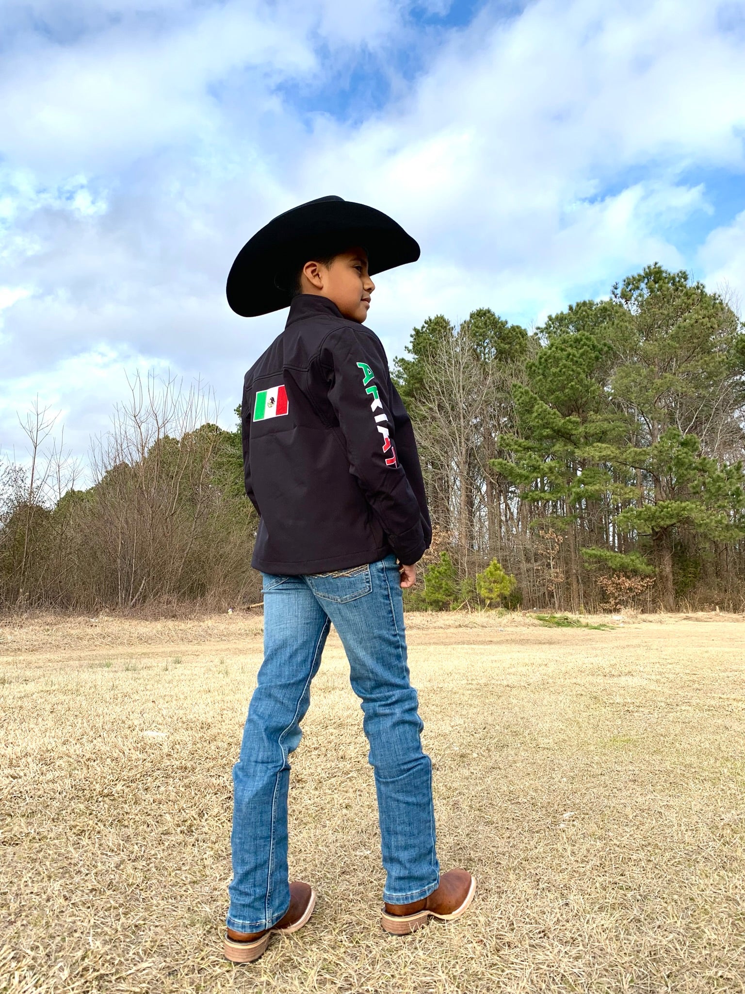 ARIAT YOUTH SOFT SHELL JACKET TEAM LOGO BLACK MEXICO