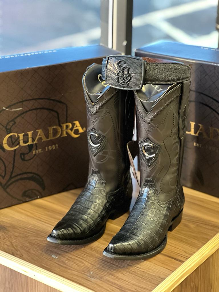 BOTAS CUADRA ESTILO RODEO AVESTRUZ BLACKCHERRY LASER &amp; BORDADO S