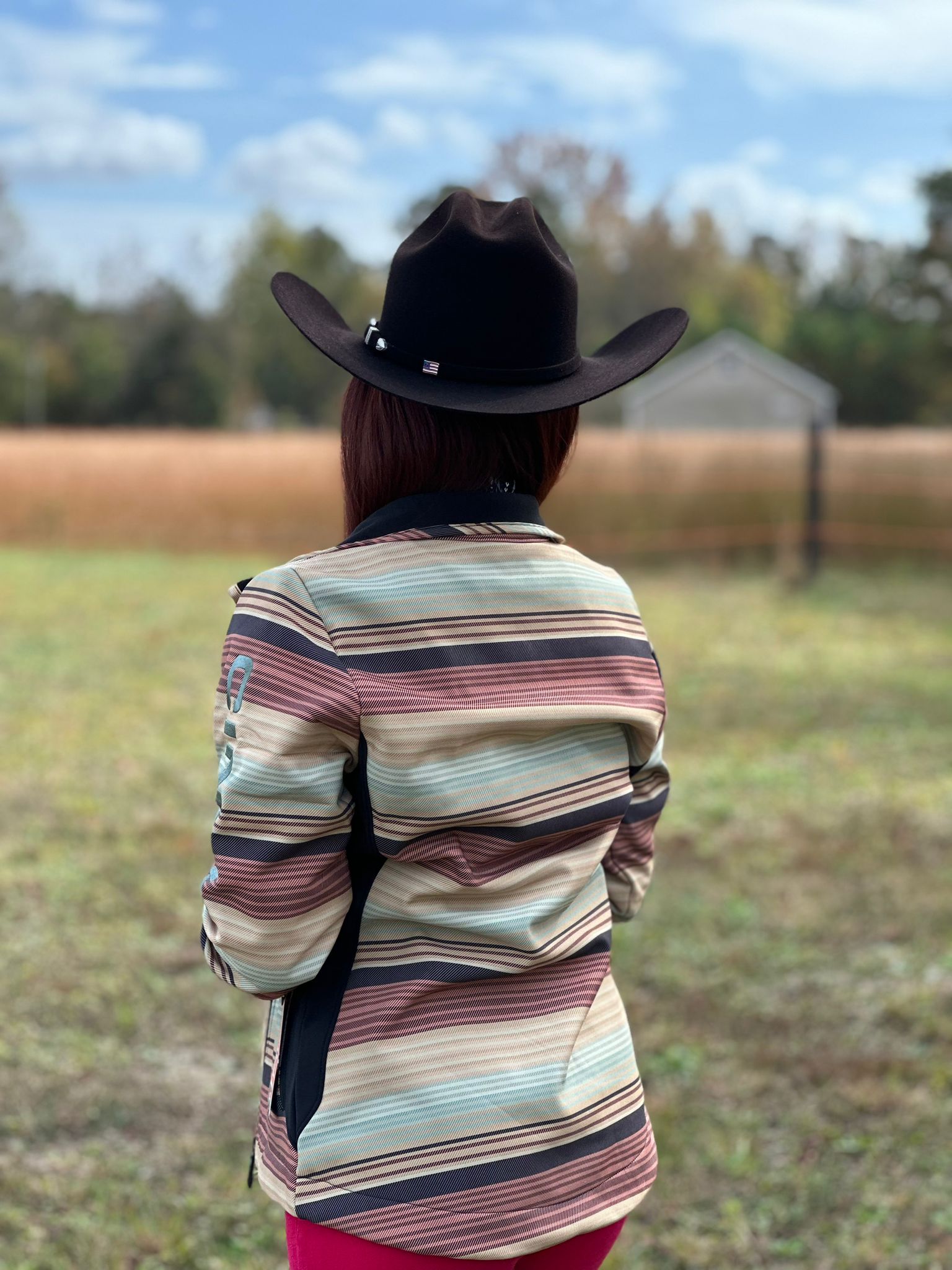 Chaqueta Cinch para mujer con cremallera completa a rayas multicolores