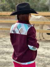 Hooey Womens Purple w/ Multi Colored Geometric Shoulder Pattern Tech Fleece