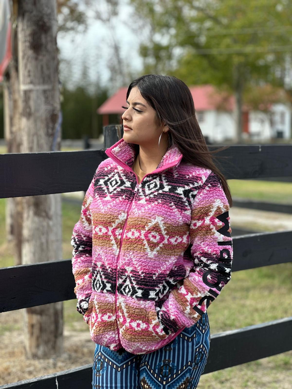 Sudadera Wrangler Retro Azteca Rosa 