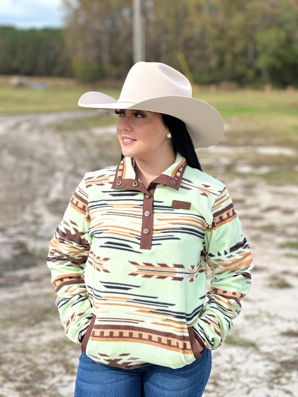 Cinch Women's Lime with Cinnamon and Coffee Aztec Pulloveri