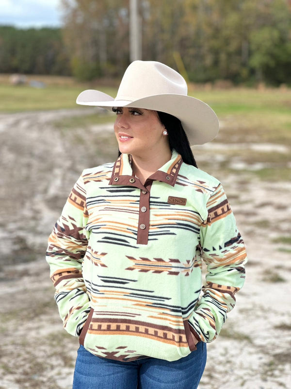 Cinch Women's Lime with Cinnamon and Coffee Aztec Pullover