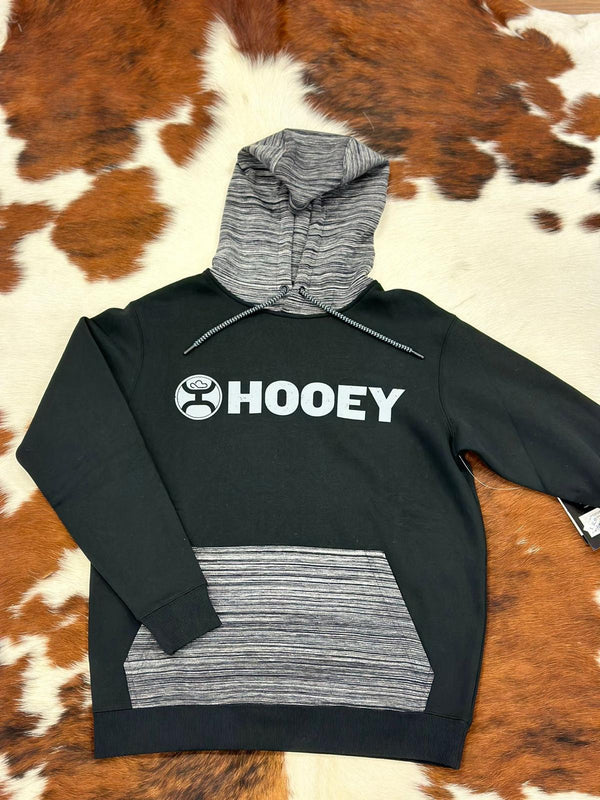 Hooey® Men's Hoodie Logo Black w/Grey Pocket and Hood