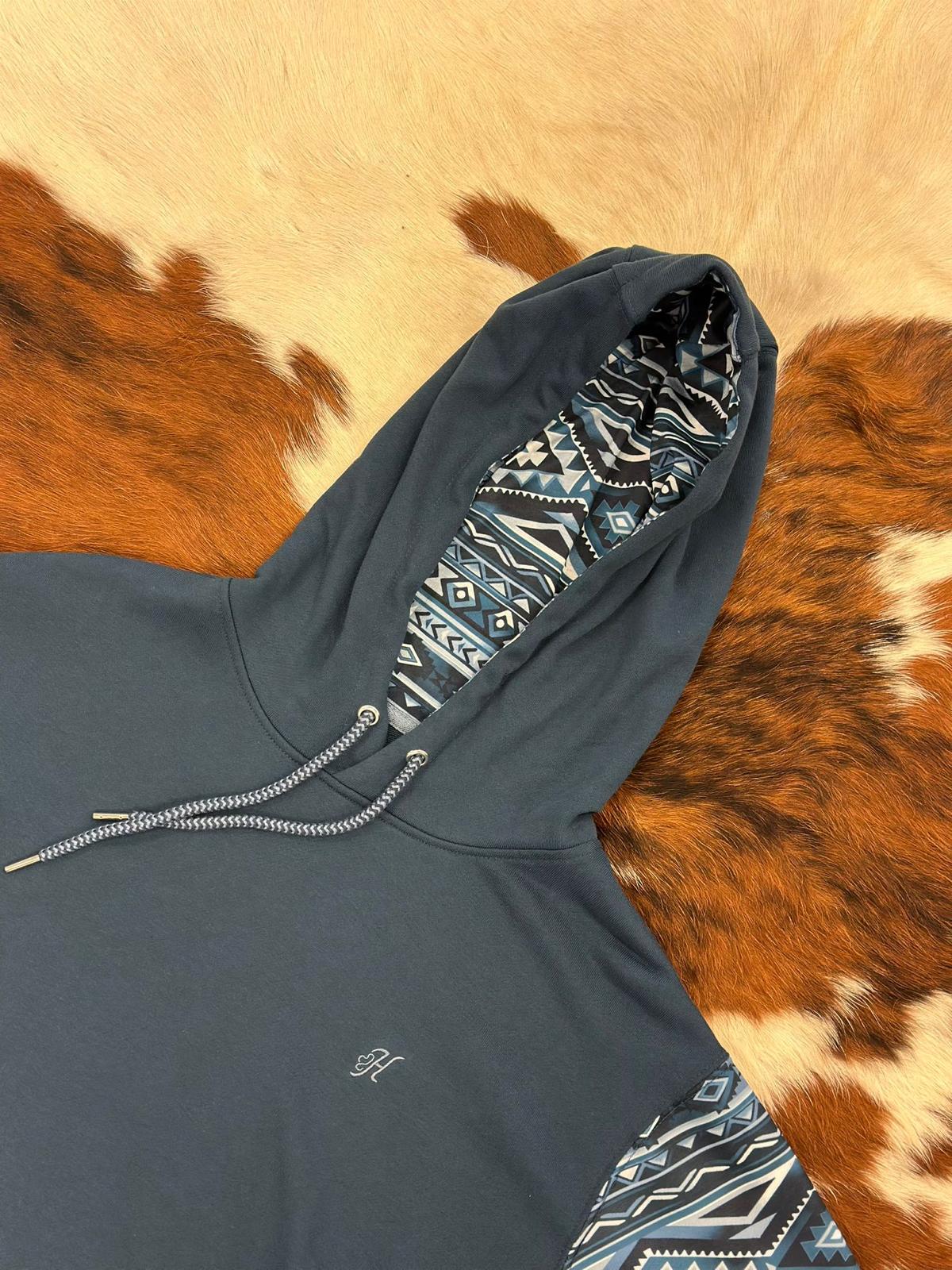 Sudadera con capucha Hooey® para hombre azul/con mangas aztecas azules