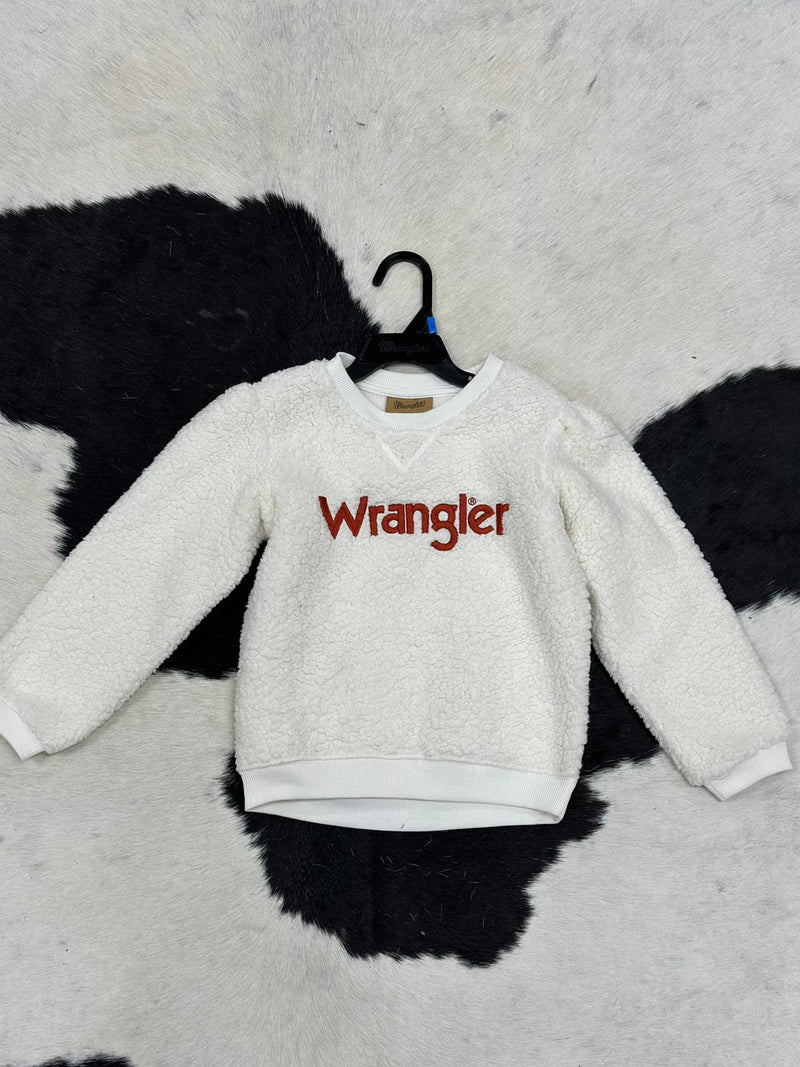 Jersey blanco Sherpa con logo rojo para niña de Wrangler