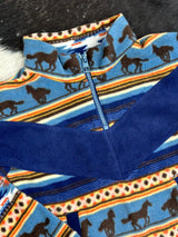 Cinch Girls Blue Horse Stripe Pullover