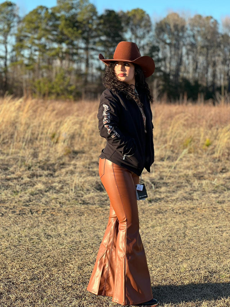 ROCK&ROLL Brown Faux Leather Flare Jeans