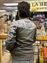Hooey® Men's Jacket Softshell Charcoal w/ Grey Aztec Sleeves