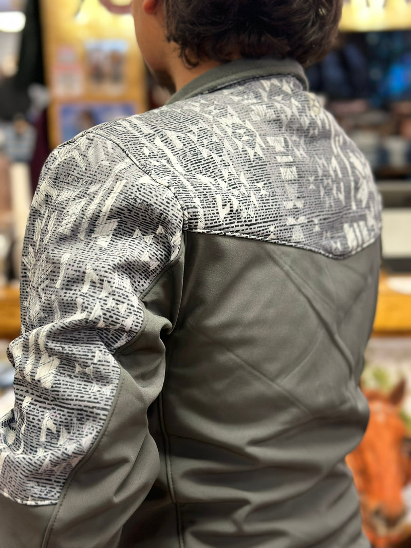Hooey® Men's Jacket Softshell Charcoal w/ Grey Aztec Sleeves