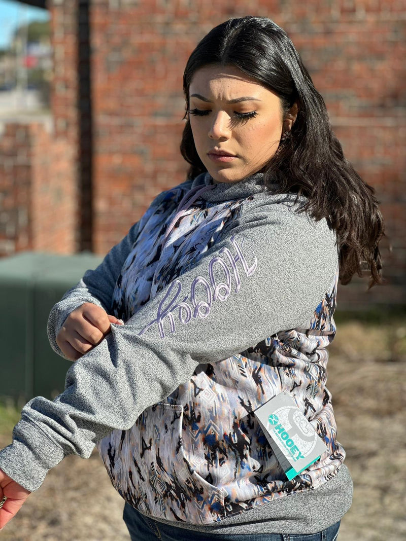 Hooey Womens Grey Aztec Pattern w/ Lavender Colored Logo on Sleeve