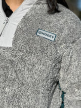 Hooey Womens Grey & Teal Sherpa Pullover Half Zip w/ Reflective Pocket
