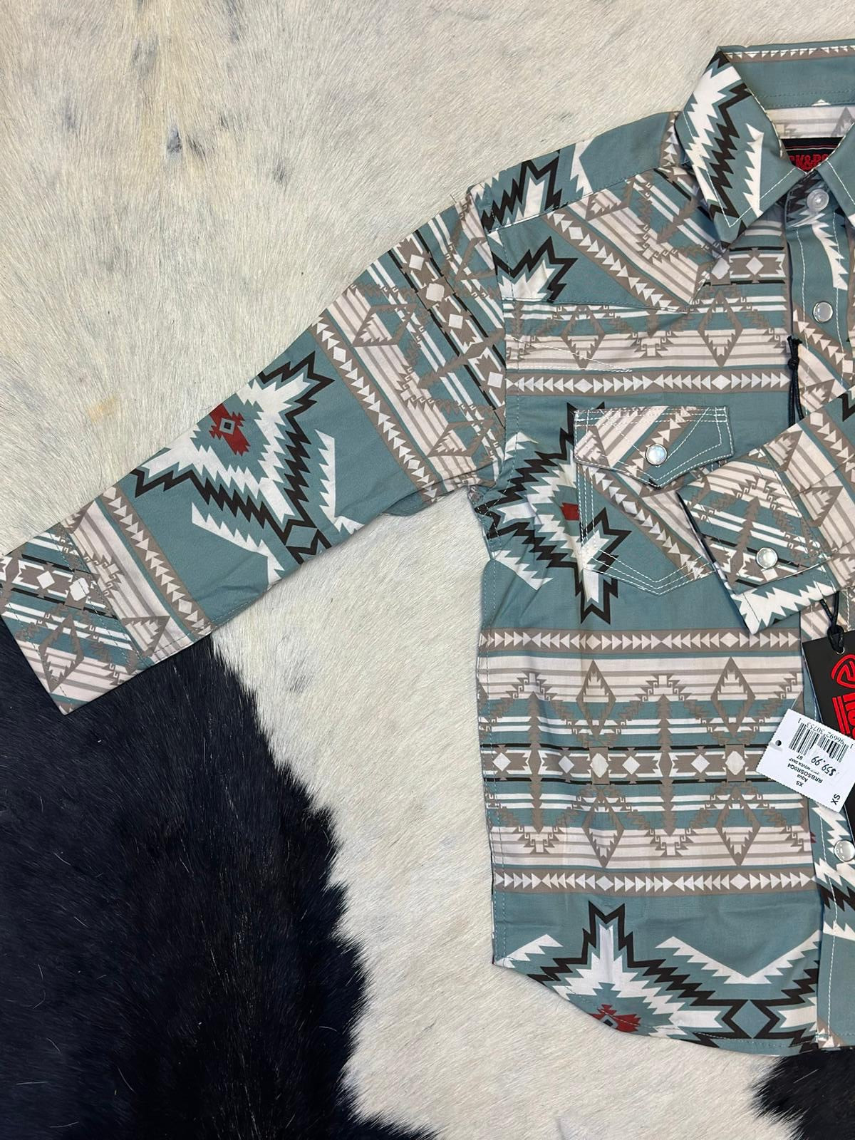 ROCK & ROLL AZTEC SHIRT TEAL/BEIGE/RED