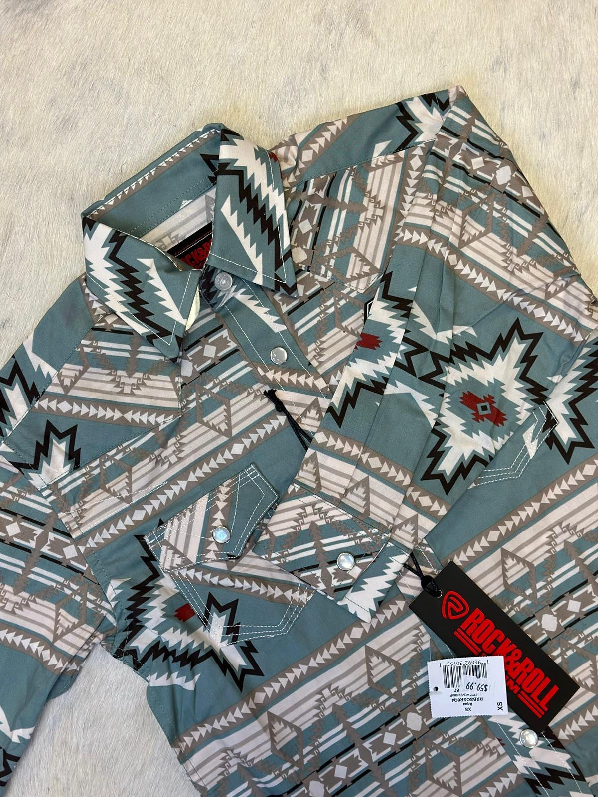 ROCK & ROLL AZTEC SHIRT TEAL/BEIGE/RED