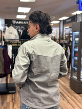 Hooey® Men's Jacket Softshell Grey w/ Olive Cream Stripe Lining