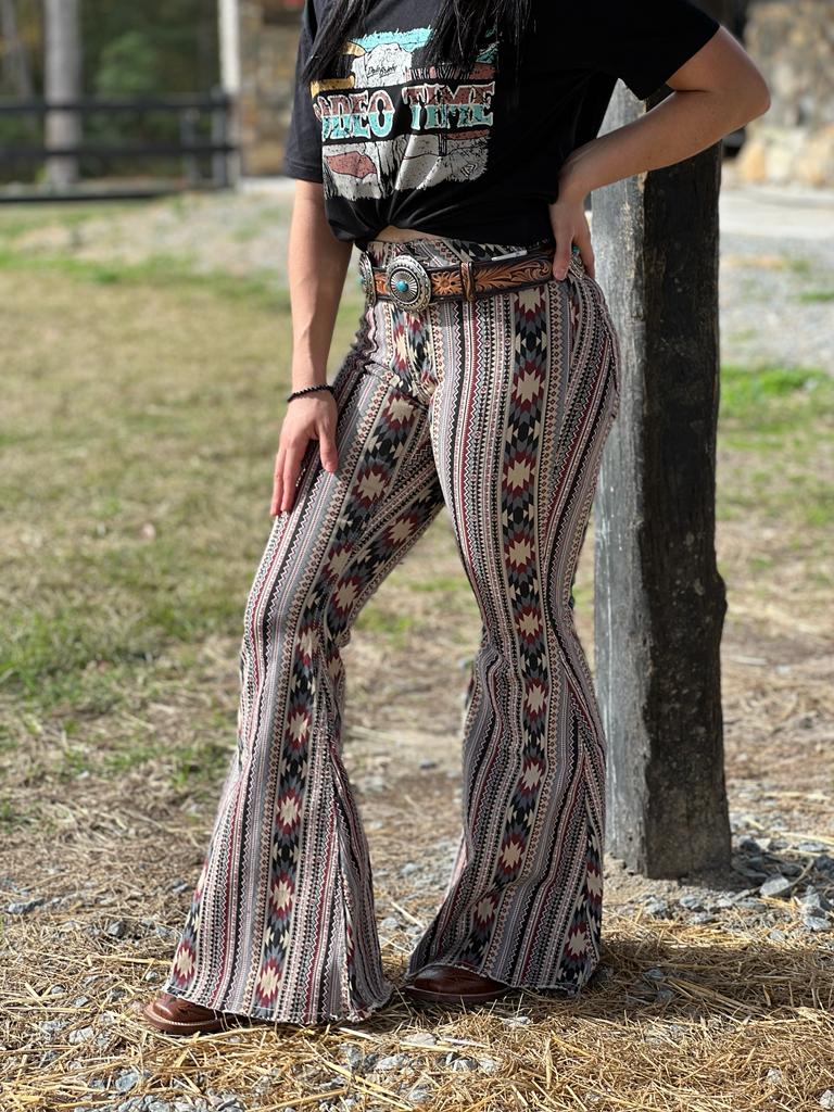 ROCK&ROLL Red/Black Aztec Flare Jeans